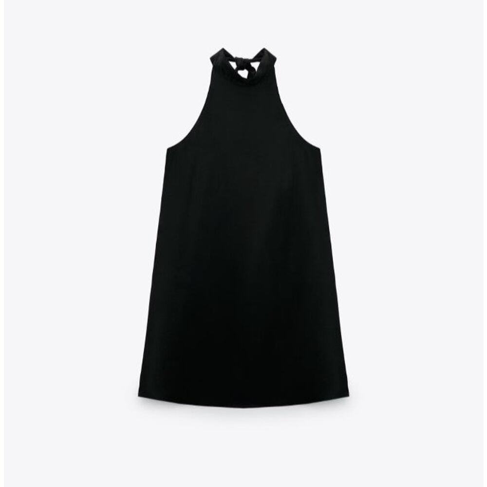 ZARA Mini Satin Halter Dress - M Black - Picture 5 of 5